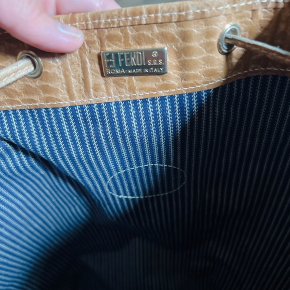 FENDI Authentic RARE Pequin Striped Nylon Drawstring XL Bucket Backpack - Picture 4 of 9